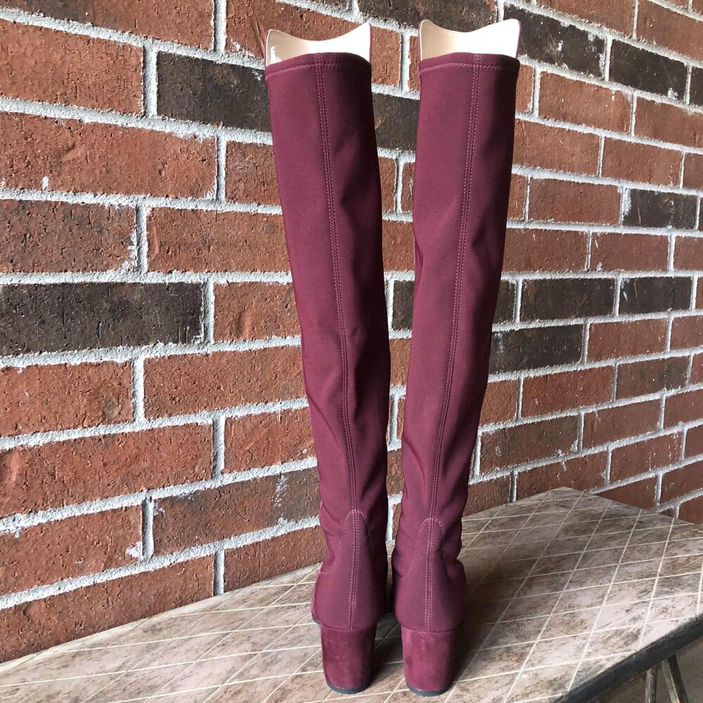 NWOB STUART WEITZMAN Gillian Suede Over the Knee Boots Burgundy 6 MSRP $800 - Picture 7 of 9